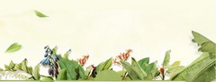 米黄色文艺绿色植物装饰秋季74海报背景