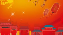 简约中秋节城楼团员背景