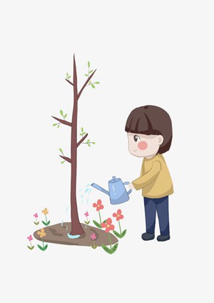 植树节浇水绿色植物小男孩
