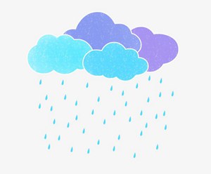 谷雨手绘雨水下雨云朵卡通PNG素材