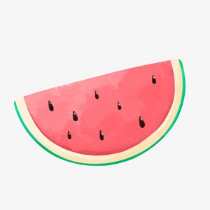 立夏西瓜水彩风可卡通PNG素材